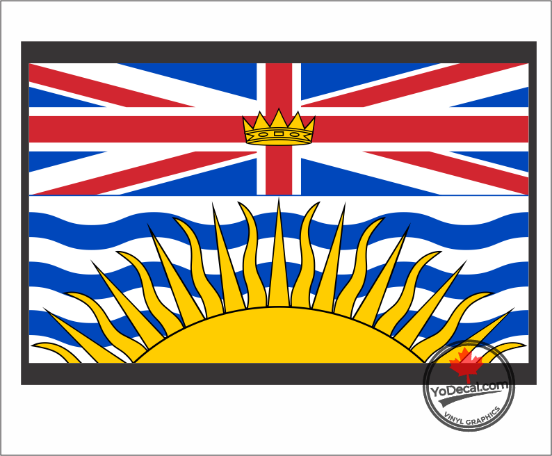 British Columbia Flag Sticker – 4x2.41 Inch Self-Adhesive Vinyl Decal, Canada BC Province
