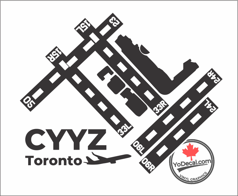 'CYYZ Toronto Pearson Airport & Runways' Premium Vinyl Decal / Sticker