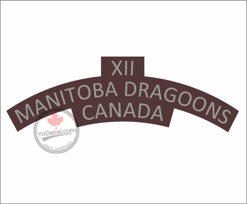 12th (XII) Manitoba Dragoons WWII Shoulder Flash' Premium Vinyl Decal / Sticker