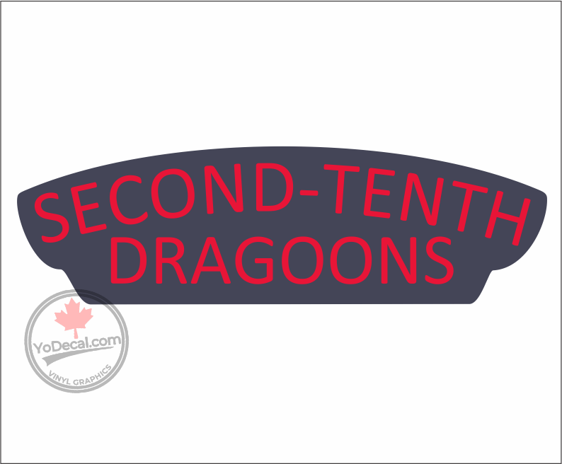 'Second-Tenth (2nd-10th) Dragoons WWII Shoulder Flash' Premium Vinyl Decal / Sticker