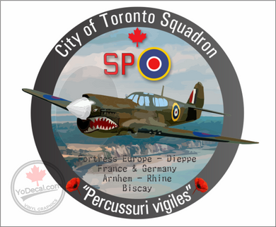 'RCAF 400 City of Toronto Sqn We Kittyhawk SP Roundel Percussuri Vigiles' Premium Vinyl Decal Sticker