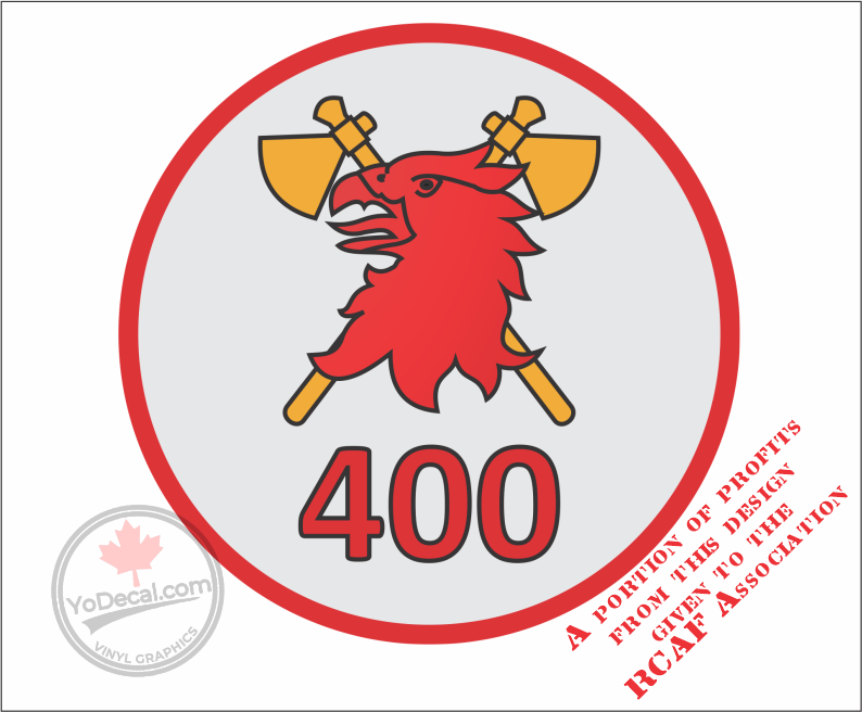 'RCAF 400 Squadron Tomahawk Patch' Premium Vinyl Decal Sticker