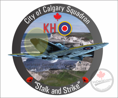 'RCAF 403 City of Calgary Squadron WWII KH Spitfire Stalk and Strike' Premium Vinyl Decal Sticker