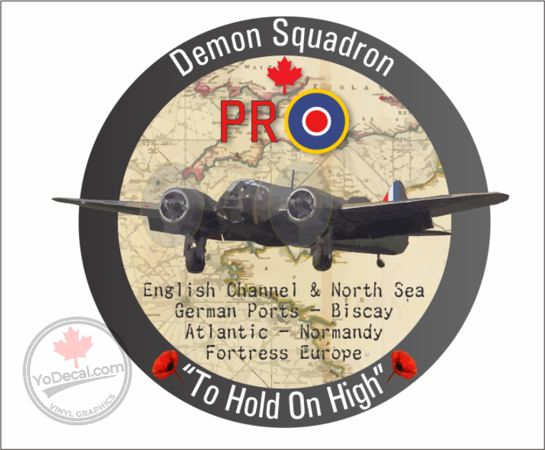 'RCAF 407 Demon Sqn To Hold On High WWII PR Roundel Blenheim' Premium Vinyl Decal Sticker