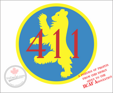 'RCAF 411 Grizzly Bear County of York Unofficial Patch' Premium Vinyl Decal Sticker