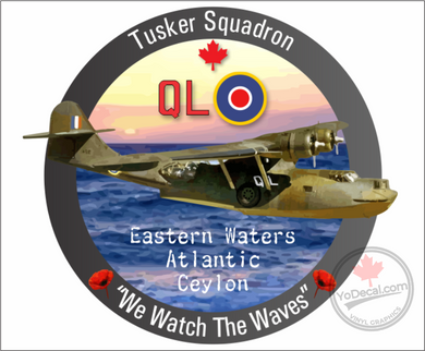 'RCAF 413 Tusker Sqn WWII QL Canso We Watch The Waves' Premium Vinyl Decal Sticker