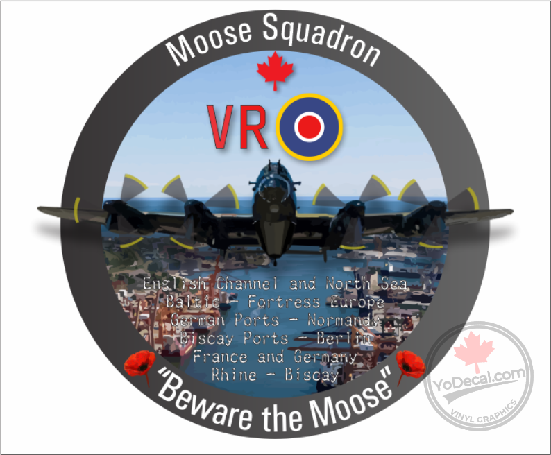 'RCAF 419 Moose Sqn WWII VR Lancaster Beware the Moose' Premium Vinyl Decal Sticker