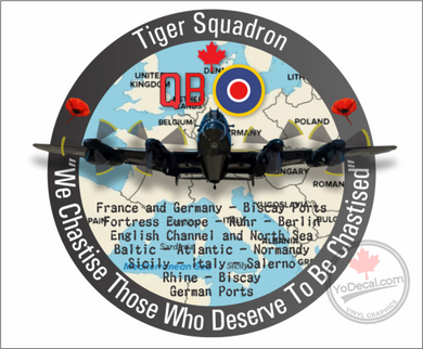 'RCAF 424 Tiger Sqn WWII QB Lancaster We Chastise Those Who Deserve To Be Chastised' Premium Vinyl Decal Sticker