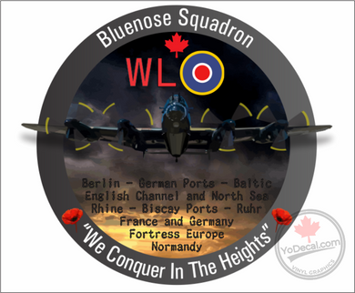 'RCAF 434 Bluenose Sqn WWII WL Lancaster We Conquer the Heights' Premium Vinyl Decal Sticker