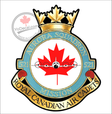 '521 Aurora Squadron Crest Royal Canadian Air Cadets' Premium Vinyl Decal / Sticker