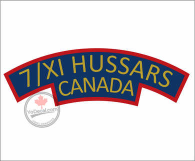 '7th 11th (7/XI) Hussars WWII Shoulder Flash' Premium Vinyl Decal / Sticker