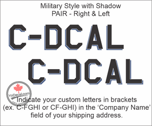 'Custom Canadian Registration Marks Military Style with Shadow (PAIR)' Vinyl Decal