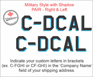 'Custom Canadian Registration Marks Military Style with Shadow (PAIR)' Vinyl Decal