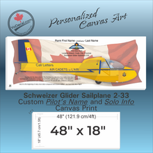 Air Cadets PERSONALIZED Schweizer Glider Side Profile Art Canvas