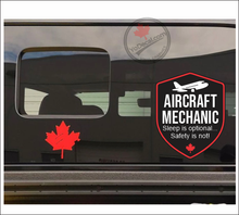 'Aircraft Mechanic - Sleep is optional... Safety is not!' Vinyl Decal Sticker