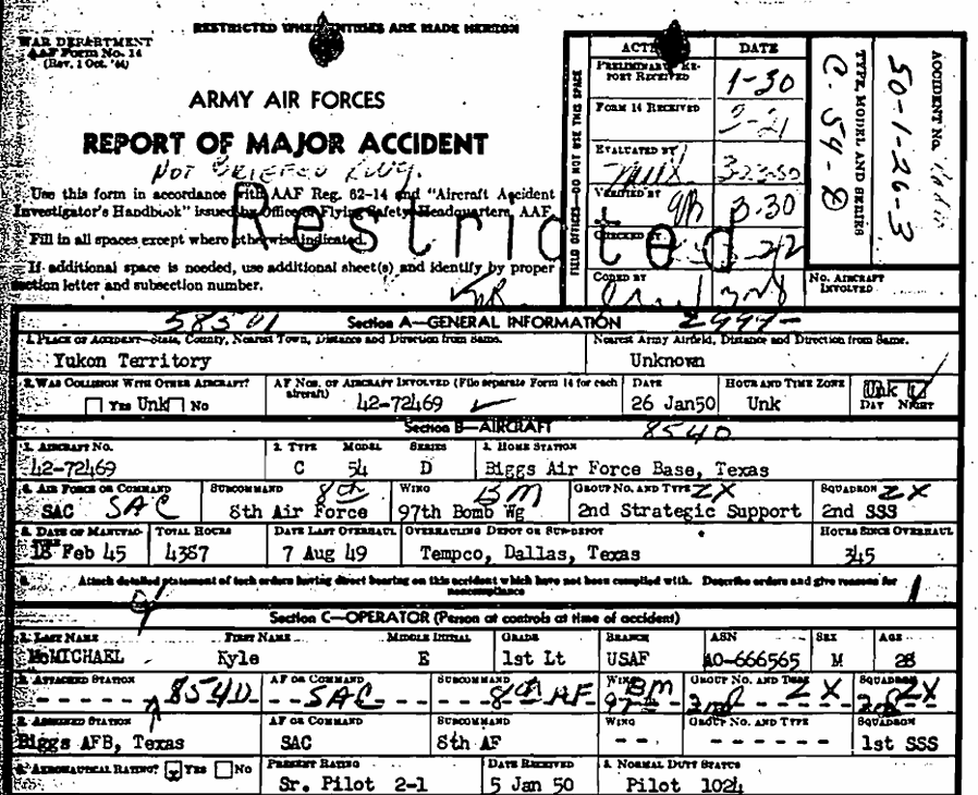 'USAF Douglas C-54D Skymaster 2469' PDF American USAF Search Report