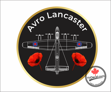 'Avro Lancaster Line Drawing With Poppies' Premium Vinyl Decal Sticker