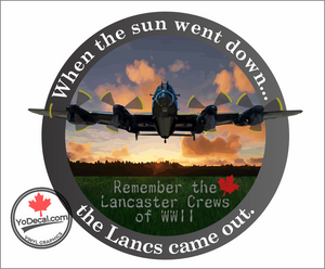 'Avro Lancaster When the Sun Went Down...' Premium Vinyl Decal / Sticker