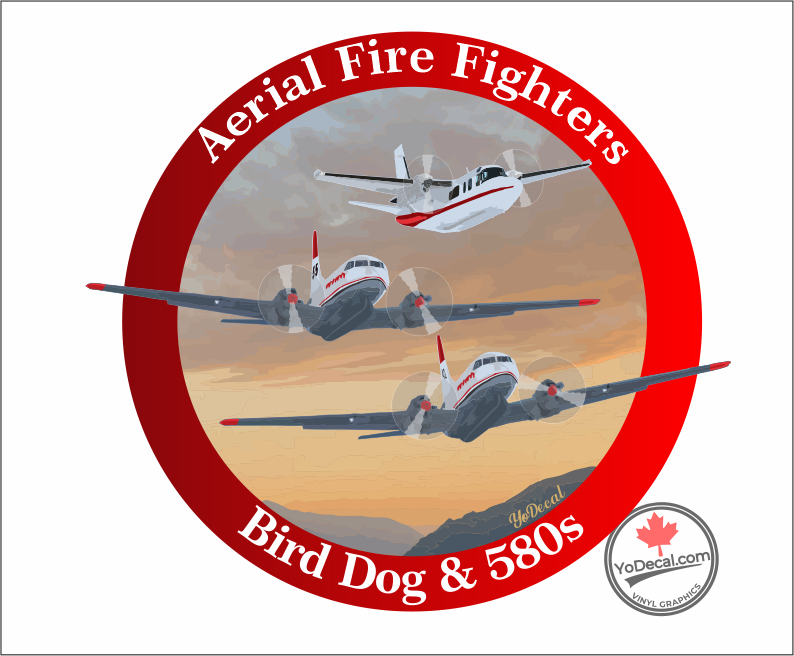 'Aerial Fire Fighters Bird Dog & 580 Tankers Full Colour' Premium Vinyl Decal