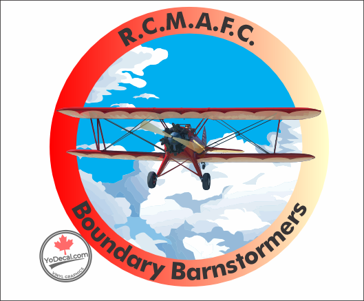 'Boundary Barnstormers R.C.M.A.F.C. Biplane' Premium Vinyl Decal Sticker