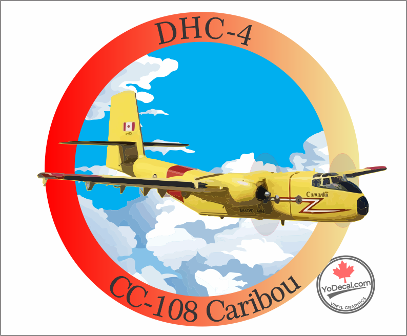 'CC-108 Yellow Caribou DHC-4 Full Colour' Premium Vinyl Decal