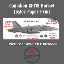 CF-188 Hornet Side Profile Personalized Canvas Print