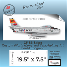 CF-86 Sabre PERSONALIZED Aircraft Side Profile Art Print / Lithograph