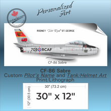 CF-86 Sabre PERSONALIZED Aircraft Side Profile Art Print / Lithograph