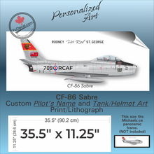 CF-86 Sabre PERSONALIZED Aircraft Side Profile Art Print / Lithograph