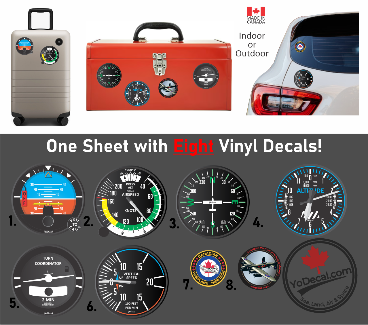 'Canadian Warplane Heritage Museum 8 Pack Flight Instruments' Vinyl ...