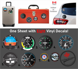'Canadian Warplane Heritage Museum 8 Pack Flight Instruments' Premium Vinyl Decal / Sticker