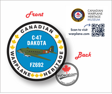 Canadian Warplane Heritage Museum C-47 Dakota FRONT & BACK Vinyl Decal Sticker