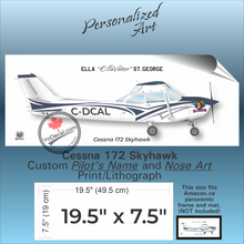 Cessna 172 Skyhawk PERSONALIZED Aircraft Side Profile Art Print / Lithograph