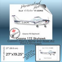 Cessna 172 Skyhawk PERSONALIZED Aircraft Side Profile Art Print / Lithograph
