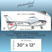 Cessna 172 Skyhawk PERSONALIZED Aircraft Side Profile Art Print / Lithograph