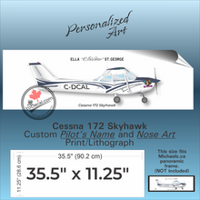 Cessna 172 Skyhawk PERSONALIZED Aircraft Side Profile Art Print / Lithograph