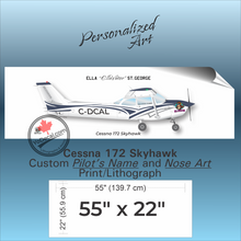 Cessna 172 Skyhawk PERSONALIZED Aircraft Side Profile Art Print / Lithograph