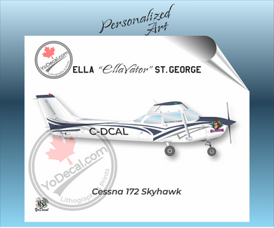 Cessna 172 Skyhawk PERSONALIZED Aircraft Side Profile Art Print / Lithograph