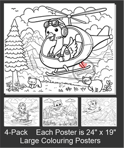 'Children's 4-Pack Large Colouring Posters No.1' Premium Wall Art