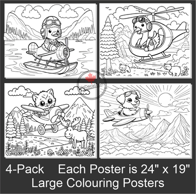 'Children's 4-Pack Large Colouring Posters No.1' Premium Wall Art