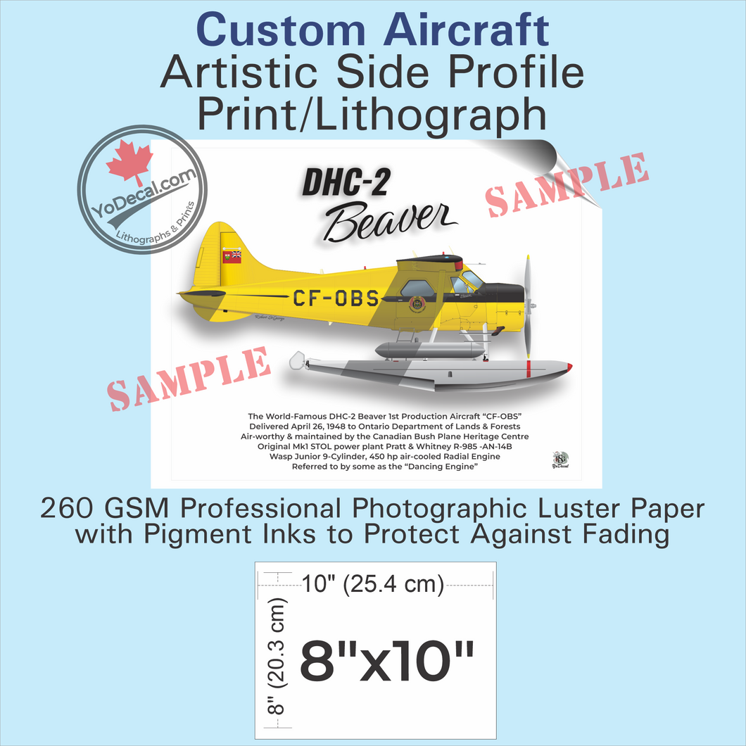 CUSTOM Aircraft Side Profile Art Print / Lithograph