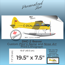 DHC-2 Beaver PERSONALIZED Aircraft Side Profile Art Print / Lithograph