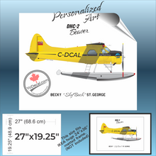 DHC-2 Beaver PERSONALIZED Aircraft Side Profile Art Print / Lithograph