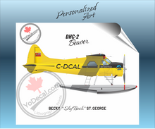 DHC-2 Beaver PERSONALIZED Aircraft Side Profile Art Print / Lithograph