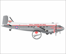 'Douglas CC-129 DC-3 C-47 Dakota Vintage RCAF Side Profile' Premium Vinyl Decal / Sticker