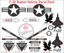 'F-22 Raptor USAF Vehicle Decal Pack' Premium Vinyl Decals