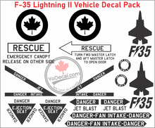 'F-35 Lightning RCAF Vehicle Decal Pack' Premium Vinyl Decals