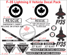 'F-35 Lightning RCAF Vehicle Decal Pack' Premium Vinyl Decals