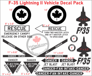 'F-35 Lightning RCAF Vehicle Decal Pack' Premium Vinyl Decals