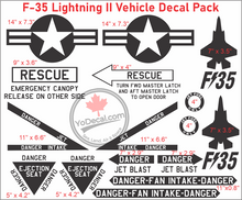 'F-35 Lightning USAF Vehicle Pack' Premium Vinyl Decal